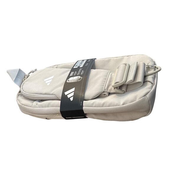 Adidas Essentials Sling Crossbody Adjustable Strap Sand Beige Multi-Pocket Desig - Picture 8 of 8